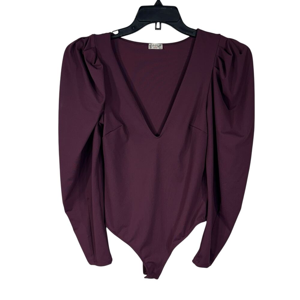 Free People Intimately Small Va Va Voop Bodysuit Puff Sleeve V-Neck Snap Thong
